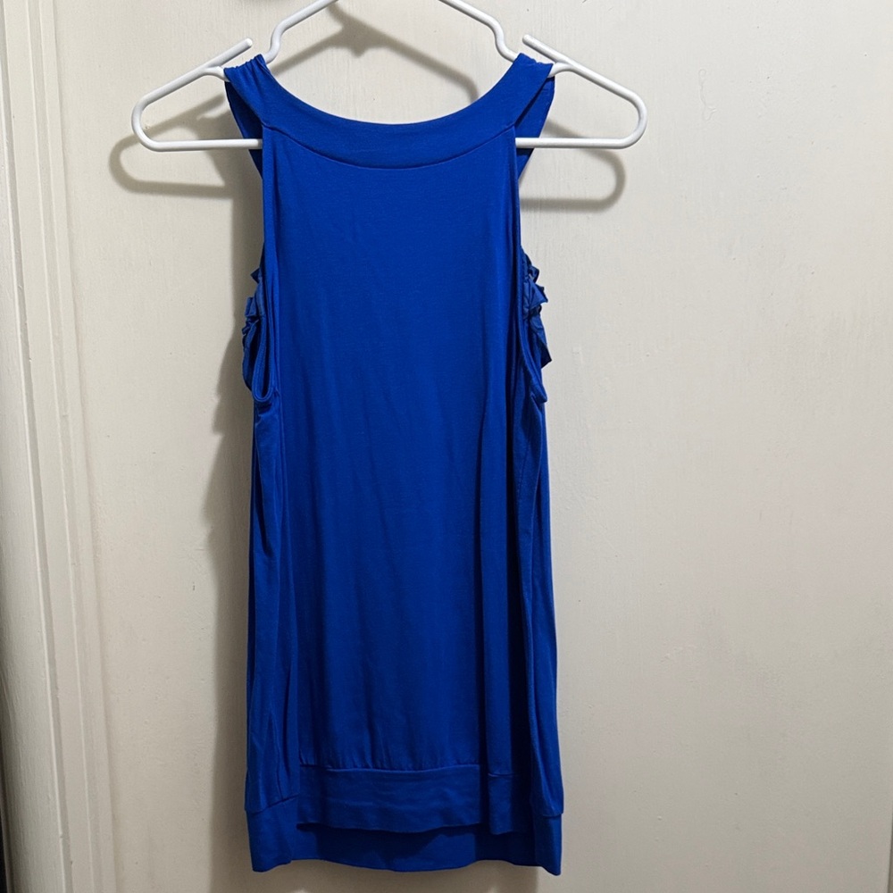 The Limited Blue Ruffle Tank Top - Picture 3 of 5